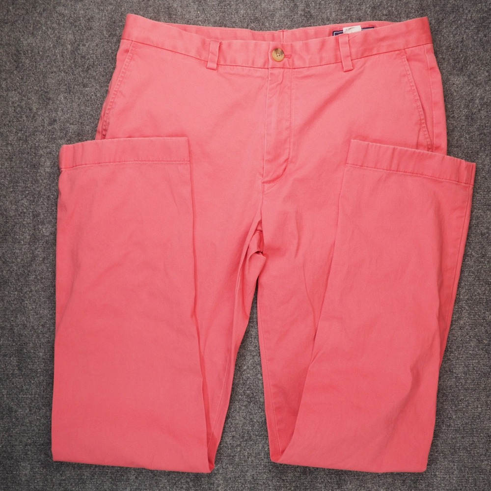 Vineyard Vines Breaker Pant Mens 34x33 Pink Solid Preppy Coastal Chino Pants